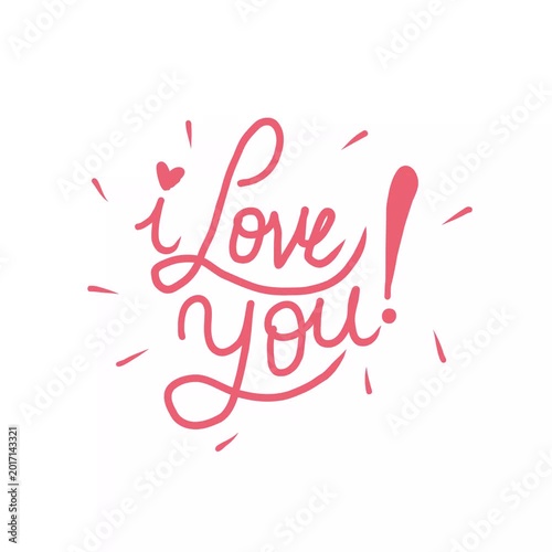 Whimsical I Love You Hand Drawn Script with Sparkles Animation
