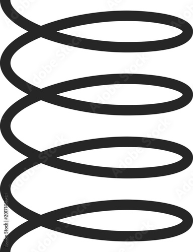Slika na platnu Black helical spring icon representing mechanics and elasticity