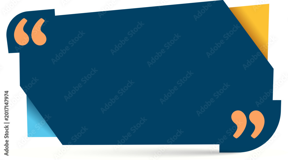 Fototapeta premium Blue abstract speech bubble frame featuring quotation marks, offering space for text