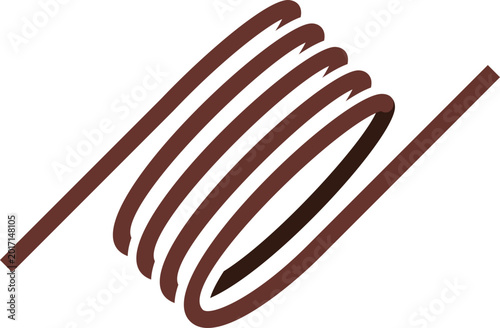 Принти на полотні Brown wire forming a coil shape, representing inductance and electrical componen