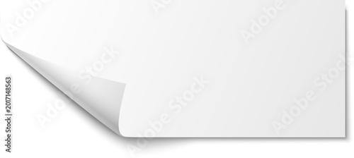 Bilde på lerret Blank paper sheet with a subtle shadow and curled corner creating plenty of copy