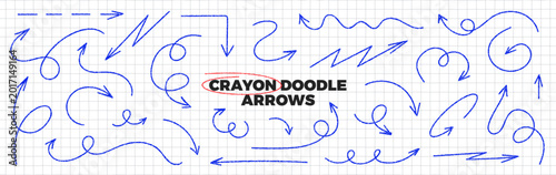 Photos Blue pen arrows set on paper background