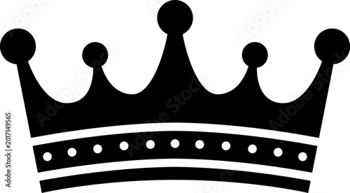 Obraz na plátne Black crown icon on white background symbolizing royalty, success, and authority