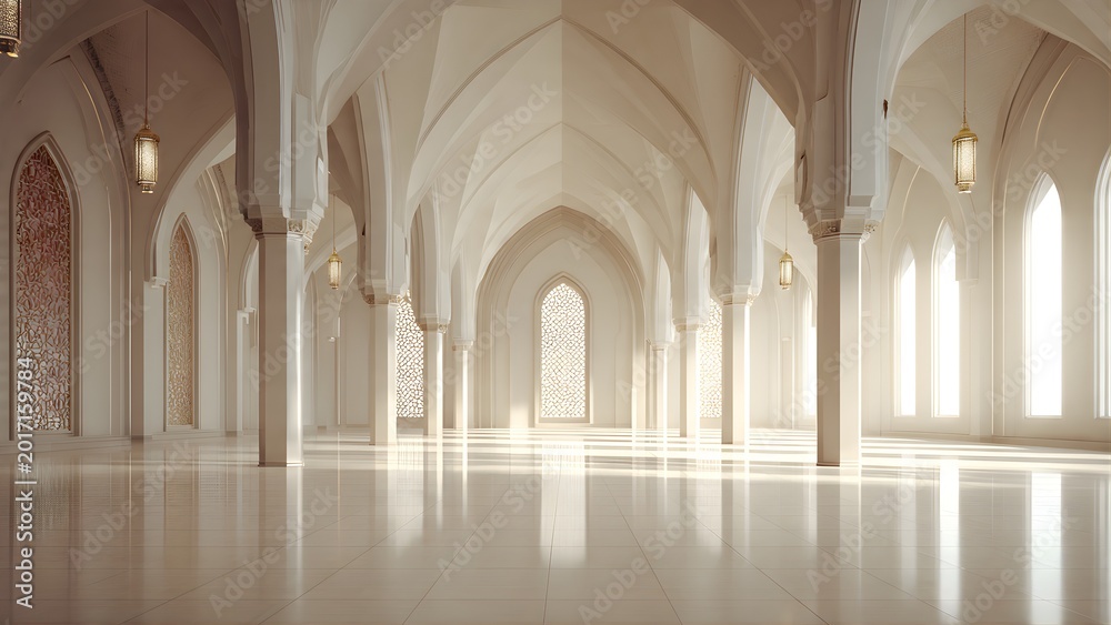 Obraz premium Grand Interior Hall with Arches and Natural Light.