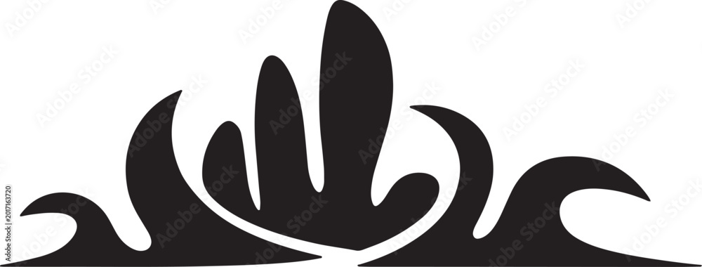 Obraz premium Abstract 5-peak water wave decorative element with dynamic flowing shapes vector with flow