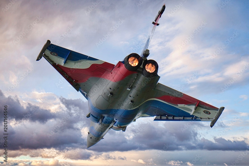 Fototapeta premium Rafale Solo Display 2026 pleine PC vue arrière