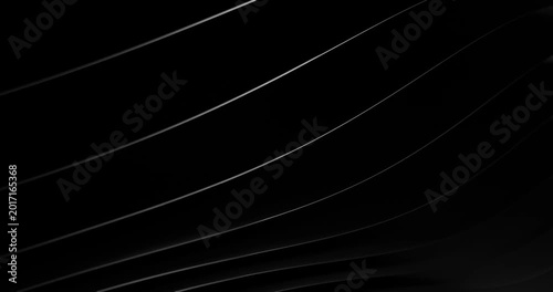 Abstract black wavy lines background with subtle highlights looping 3d animation