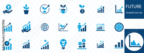 Foto future growth icons blue vector illustrations of gain improvement increase evolu