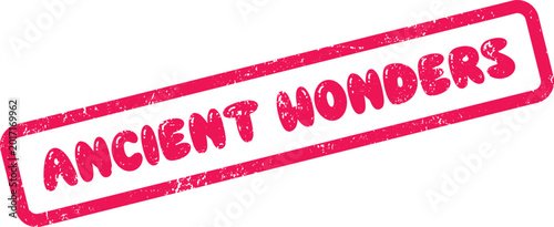 Tableau sur toile Bold distressed red rubber stamp proclaiming the magnificent phrase Ancient Wond