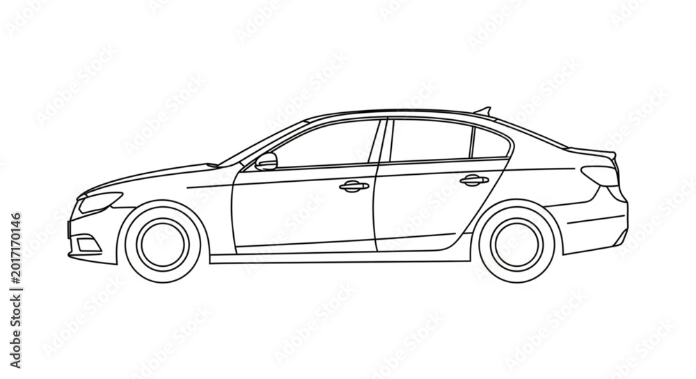Fototapeta premium Side View of Sedan Car.