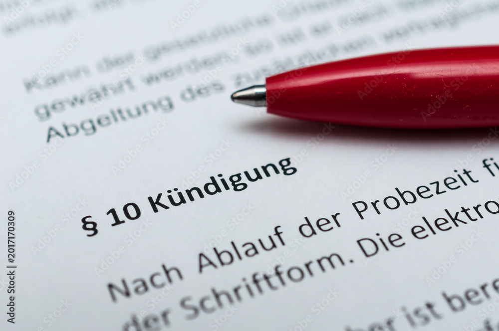Obraz premium Kündigung Arbeitsvertrag