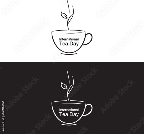 Minimalist steaming tea cup vector for Tea Day.