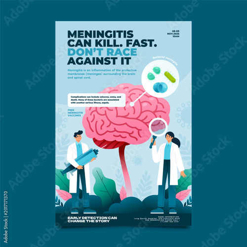 Bild auf Leinwand Detect the Symptoms Meningitis Medical Poster