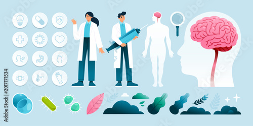 Bild auf Leinwand Bacterial Meningitis Awareness Illustration Collection