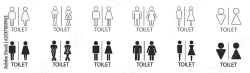 Tableau sur toile Toilet restroom icon set with male female unisex and accessible bathroom signs