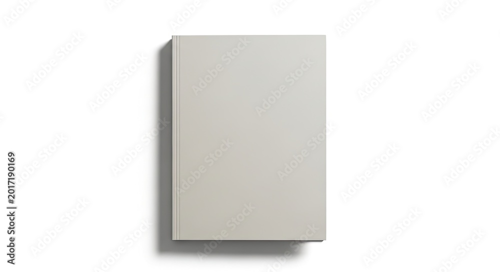 Fototapeta premium Blank white book cover mockup on white background.