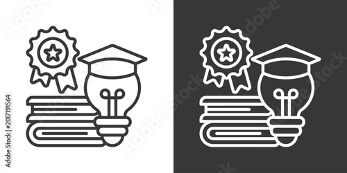 Learning Achievement Icon Set Vector Collection Isolated In Black And White