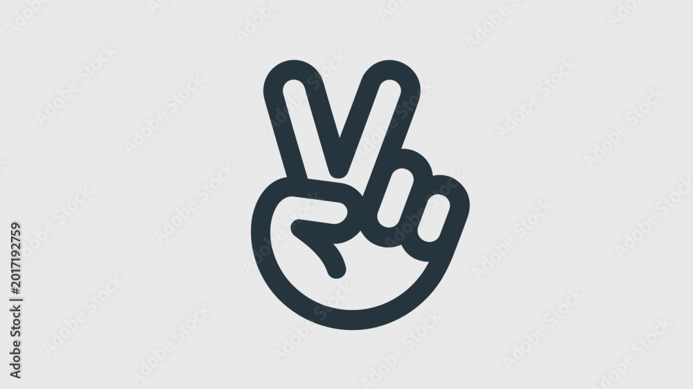 Fototapeta premium Stylized hand making peace sign symbol - Perfect for lifestyle apps, peaceful protest graphics, or modern greeting cards.