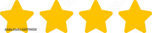 Four Yellow Stars Rating System Isolated on White Background