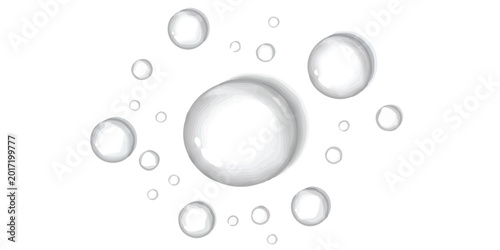 Картината върху платно Clear water droplets and bubbles of various sizes