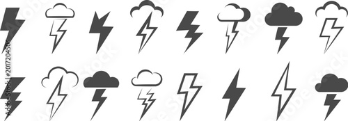 Thunder bolts and clouds