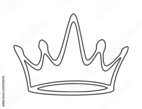Obraz na plátne Simple outline of a royal crown with pointed peaks and a band symbol monarchy