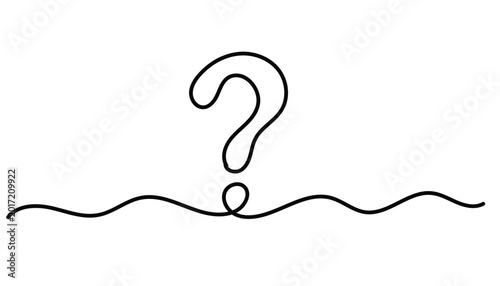 Cuadro en lienzo Continuous line drawing of a question mark above a wavy line symbol of doubt and