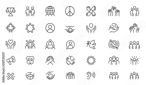 Photos Vector line icon set of diversity and inclusion: thin linear pictograms of equal