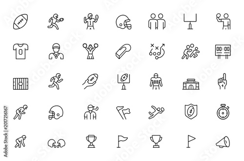 Fotografija Football American line icon set