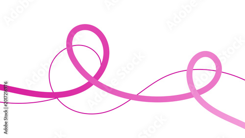 Pink wavy ribbon line swirl design element isolated on transparent background