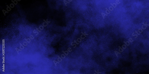Modern violet fog and mist effect on black stage studio. Smoke and flashing lights. light rays reflected on wet pavement. abstract cloud and vapor texture background. Black and blue smoke aquarelle . 
