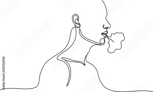 Foto Minimalist line art of a woman exhaling, abstract single line drawing, breath co