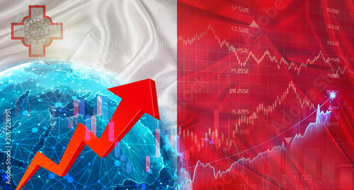 Schilderij op canvas Global financial growth with Malta flag