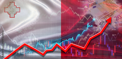 Tableau sur toile Malta financial growth on market graph