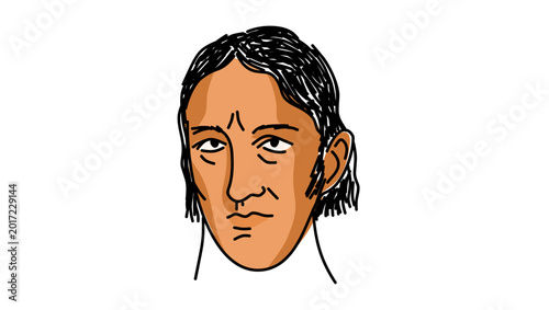  Davy Crockett portrait, color vector illustration