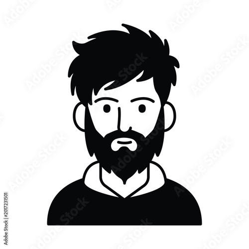 Slika na platnu Young Bearded Man Avatar with Messy Hair