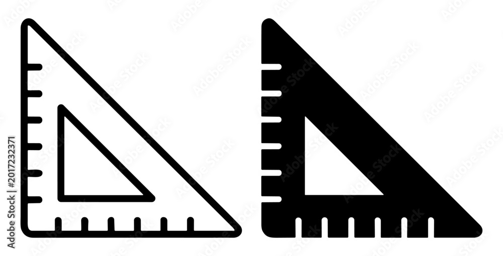 Фотография Triangle ruler vector icons for geometry, drafting and technical measurement sym