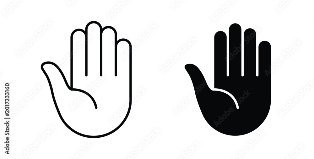 Fototapeta premium Raised hand icon illustrations on white, Best for Design Projects
