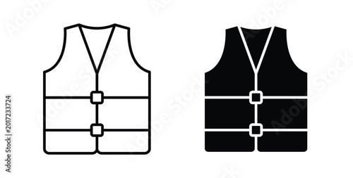 Schilderij op canvas Safety vest icon illustrations on white, Best for Design Projects
