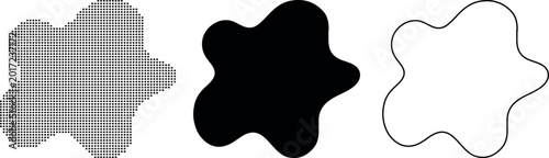 Starburst Blob Shape in Dot Art Solid Black and Outline Styles amorphous organic