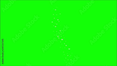 Red hearts flowing in abstract animation on black background