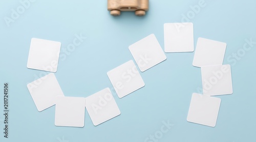 Blank White Flashcard Set Mockup on Blue Surface – Educational Stationery Branding Asset for Kids Learning, Tutoring & Card Design