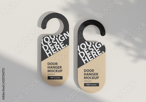 Door Hanger Mockup from Kraft paper, two sides