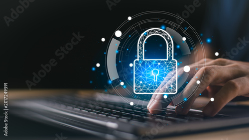Foto Modern cybersecurity and digital protection concept representing secure data management, privacy protection, and network safety