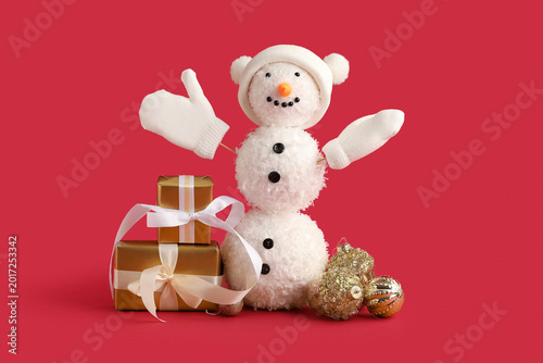 Funny snowman with Christma...