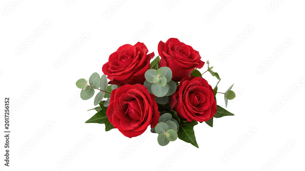 Fototapeta premium Red rose bouquet isolated on transparent background. Ideal for romantic, wedding, and floral decoration projects.