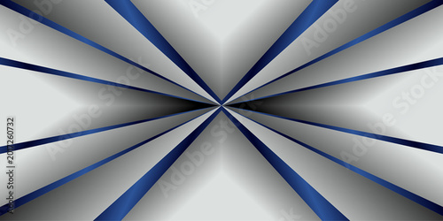 Fotografi Abstract monochromatic background with sharp metallic rays converging towards central point showing sleek geometric structure