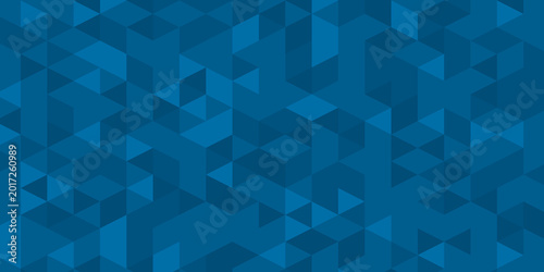 Bild auf Leinwand Abstract geometric background with a mosaic of blue triangles and squares, clean modern pattern, digital design
