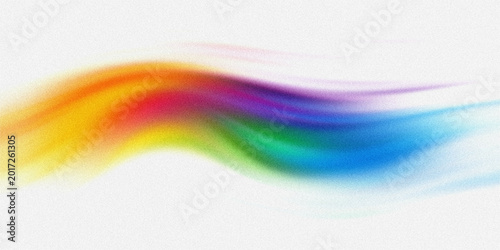 Fotografía Rainbow spectrum of vibrant colors in abstract wavy form on white background with subtle grain texture creates energetic art