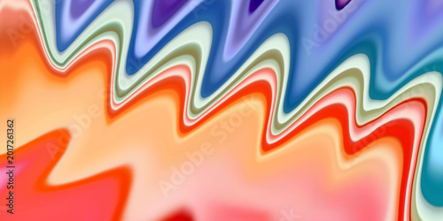 Cuadro en lienzo Abstract colorful liquid fluid marble background with vibrant waves of orange pink and blue blended in smooth flowing patterns